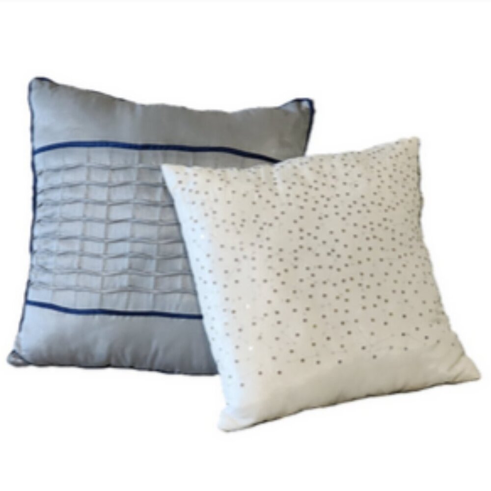 Queen 7 pc Harmony Jacquard Comforter Madison Park Set Navy & Silver - Picture 8 of 14